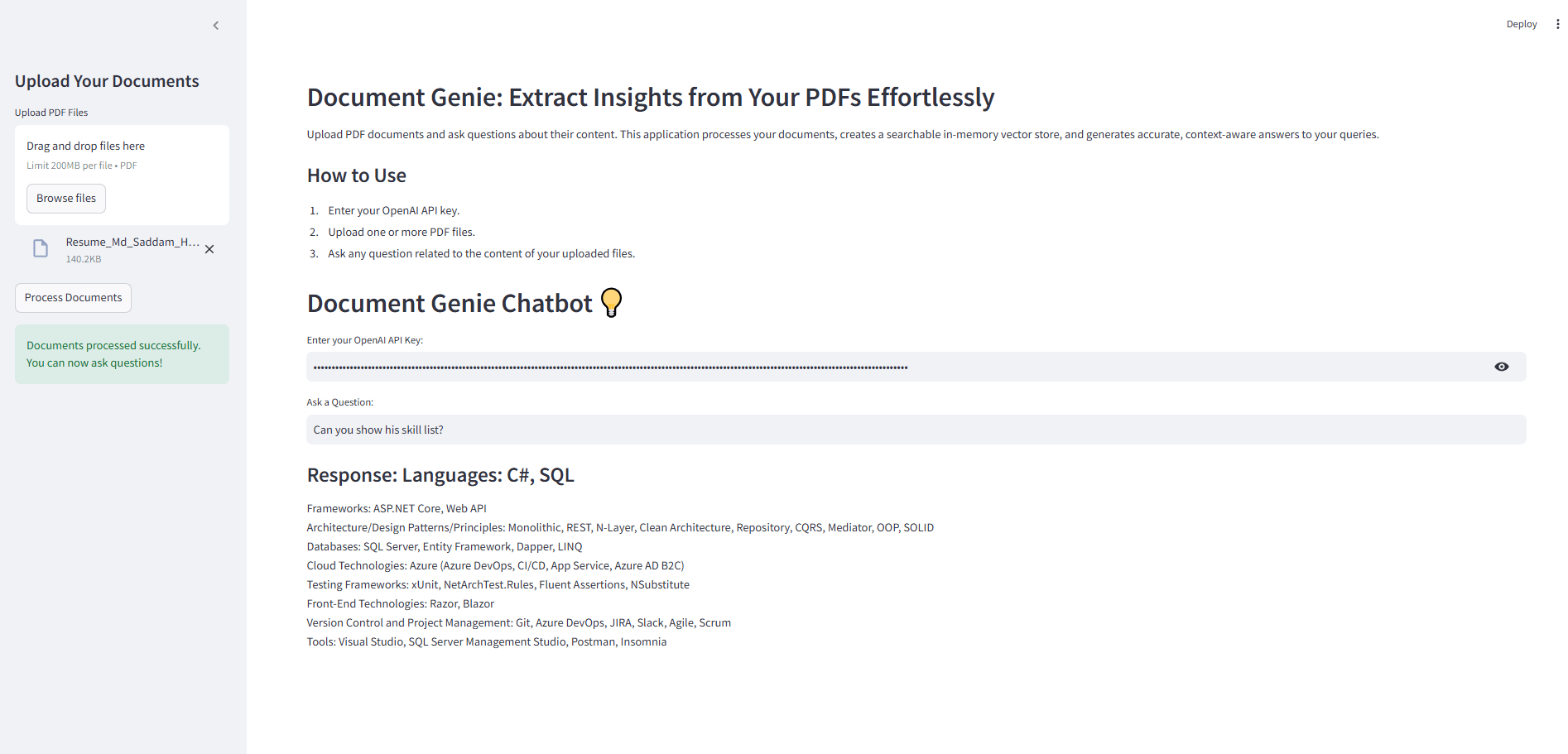 Document Genie Chatbot