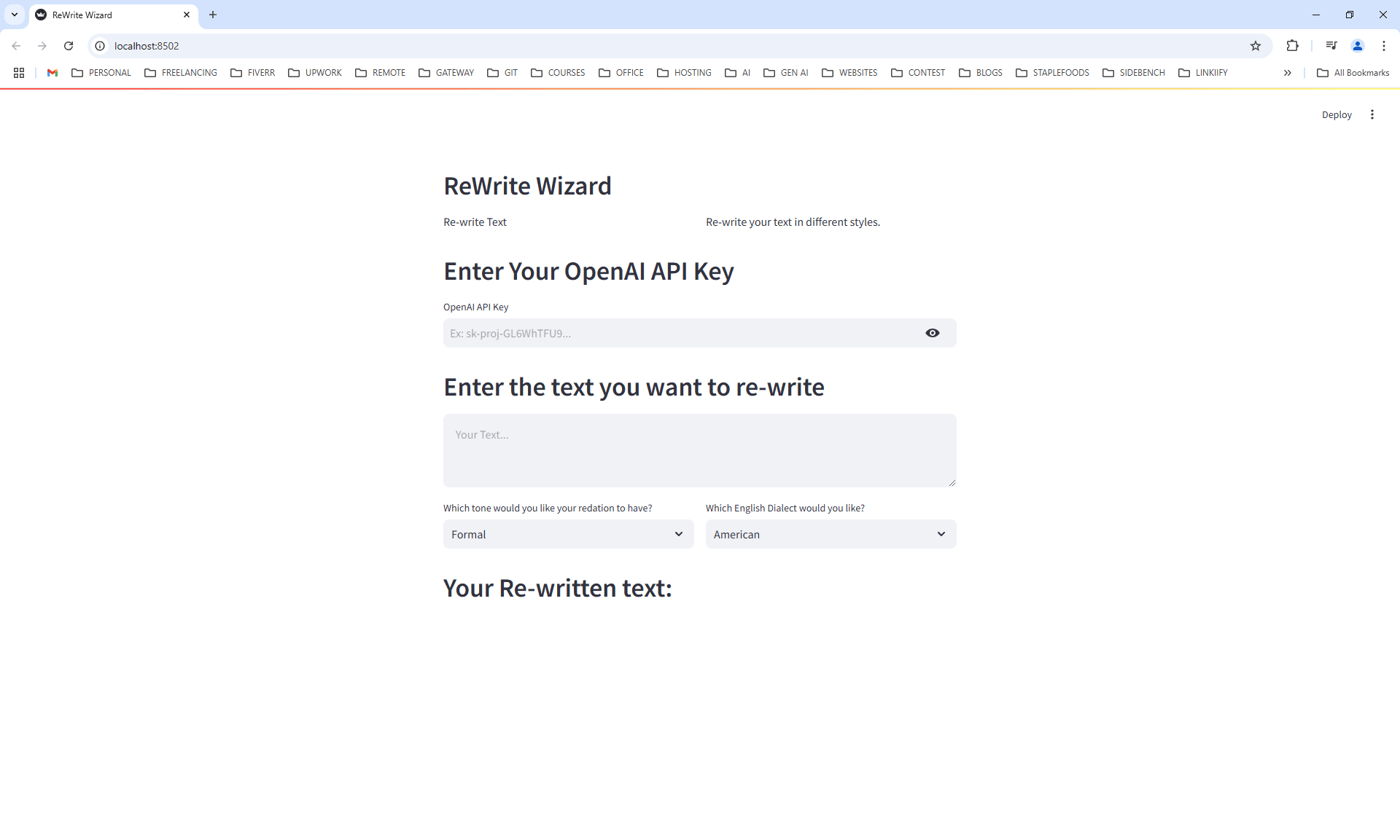 Rewrite Wizard Chatbot