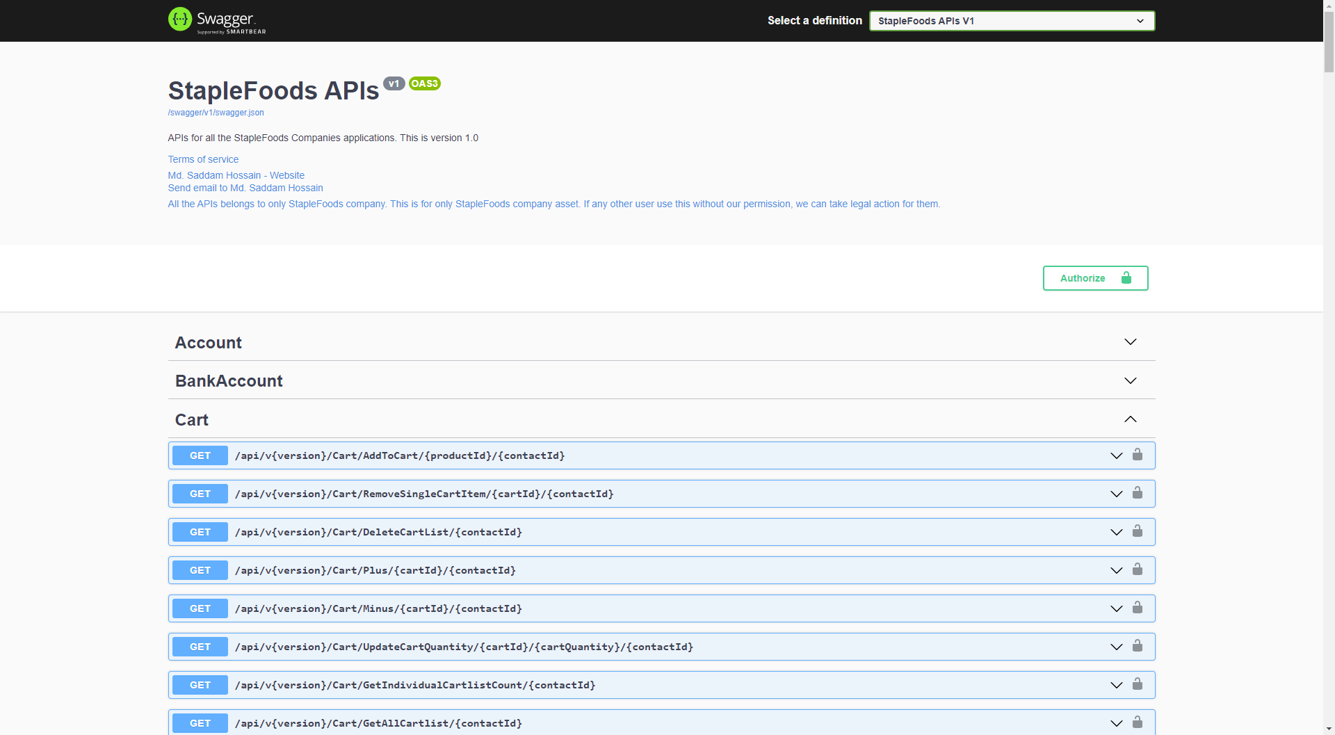 StapleFoods ERP Application API
